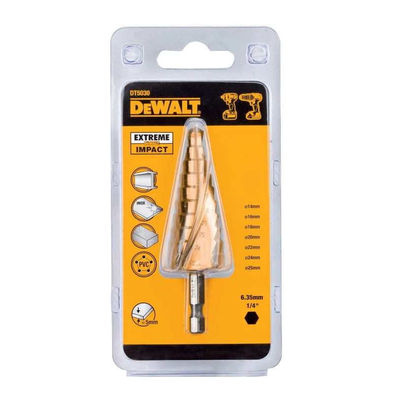 Broca escalonada 14, 16, 18, 20 , 22, 24, 25 mm. Toma Hex 1/4'' Impact Ready
