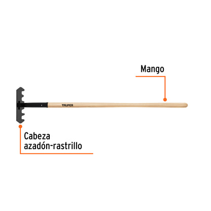 RASTRILLO Y AZADON 2 EN 1 TRUPER MANGO MADERA 48" # MAC (17891)