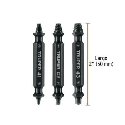 PUNTA EXTRACTORA DE TORNILLOS TRUPER JGO.3 PZAS # PUNE-3 (103311)