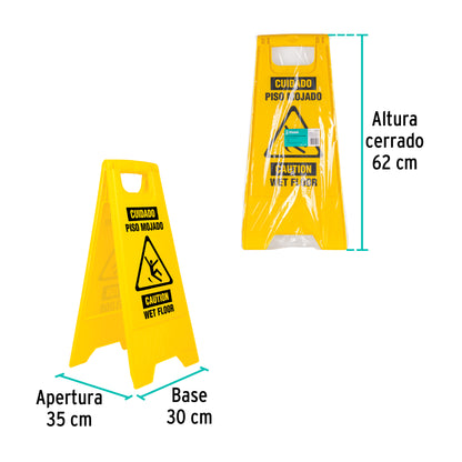 SEÑALETICA TRUPER PISO MOJADO PLEGABLE ALTURA 62 CM. # RESBA-60P (23020)