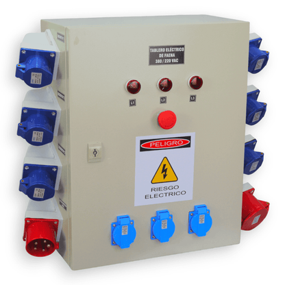 Tablero metálico industrial de faena con parada emergencia 380V