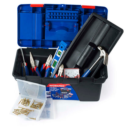 Kit caja de herramientas Workpro + atornillador inalámbrico Stanley