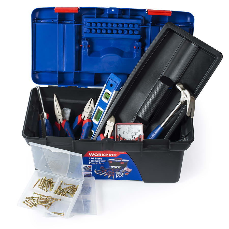 Kit caja de herramientas Workpro + atornillador inalámbrico Stanley