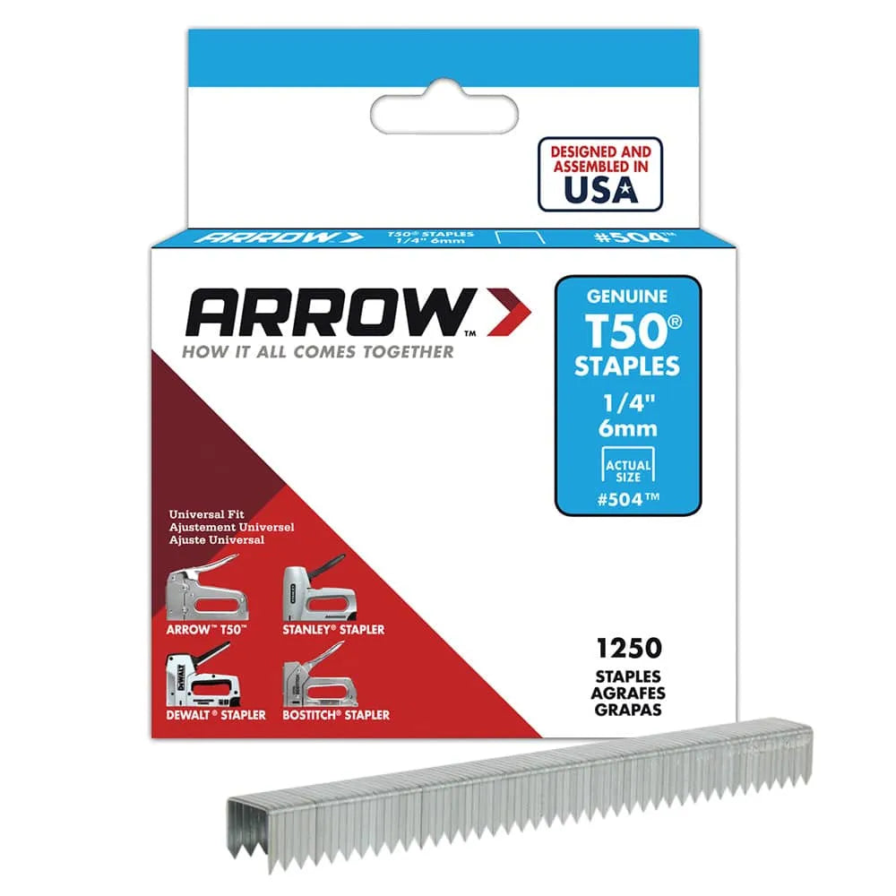 Grapas  1/4" para t50 (504) - ARROW