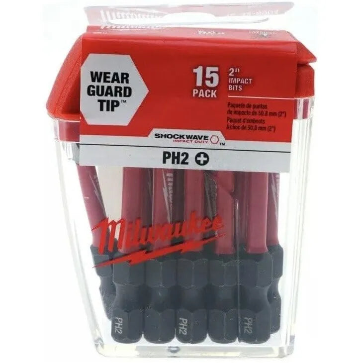Kit puntas atornillador impacto ph2x50mm 15 piezas (MILWAUKEE0012) - MILWAUKEE