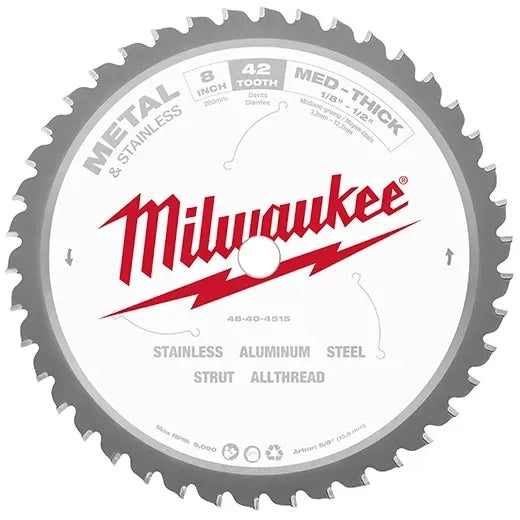 Disco sierra para metales de 8" 42 dientes eje 5/8" (MILWAUKEE0047) - MILWAUKEE