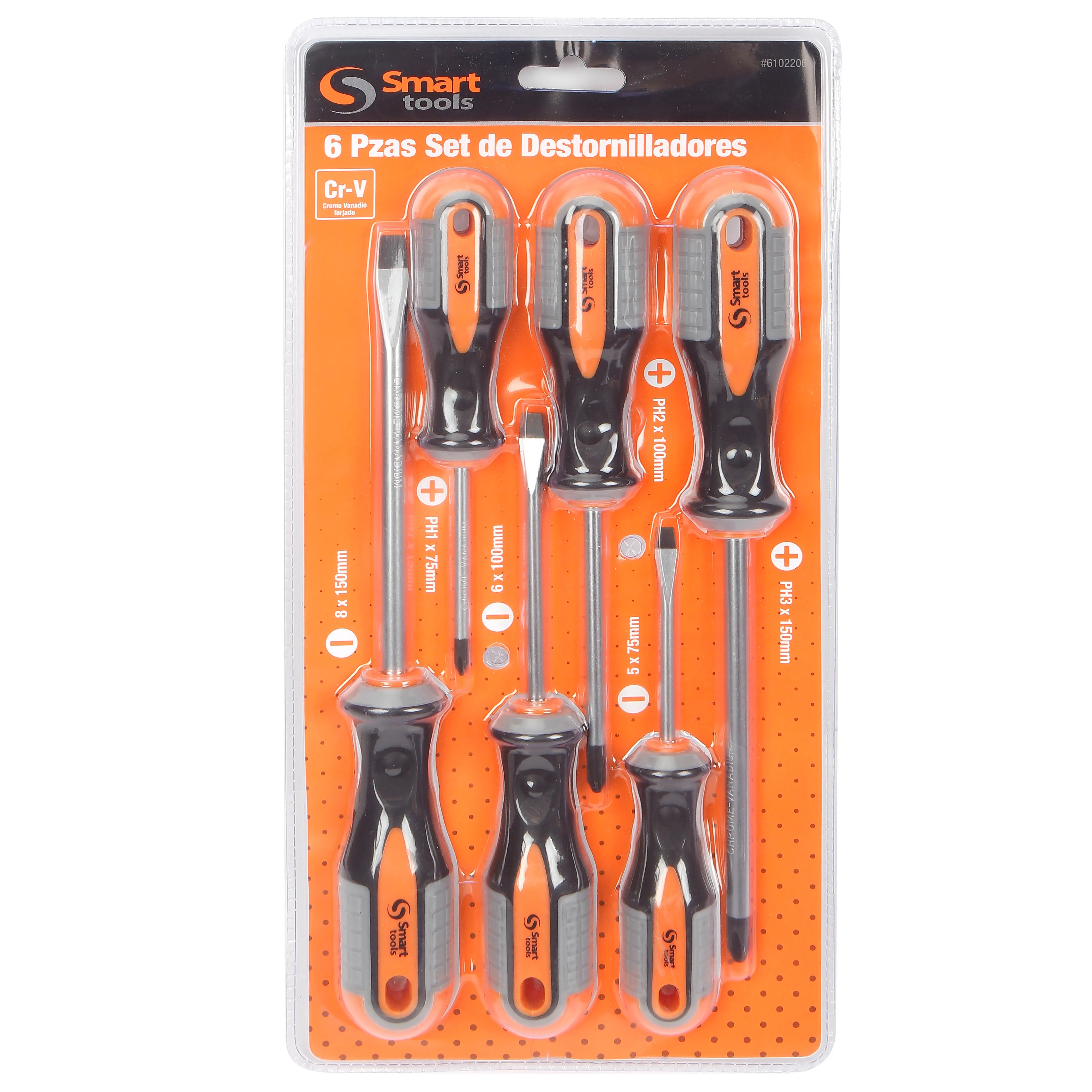 Jgo. destornilladores ph/pl 4 pzs. m/ergonomico (6102201) - SMARTTOOLS