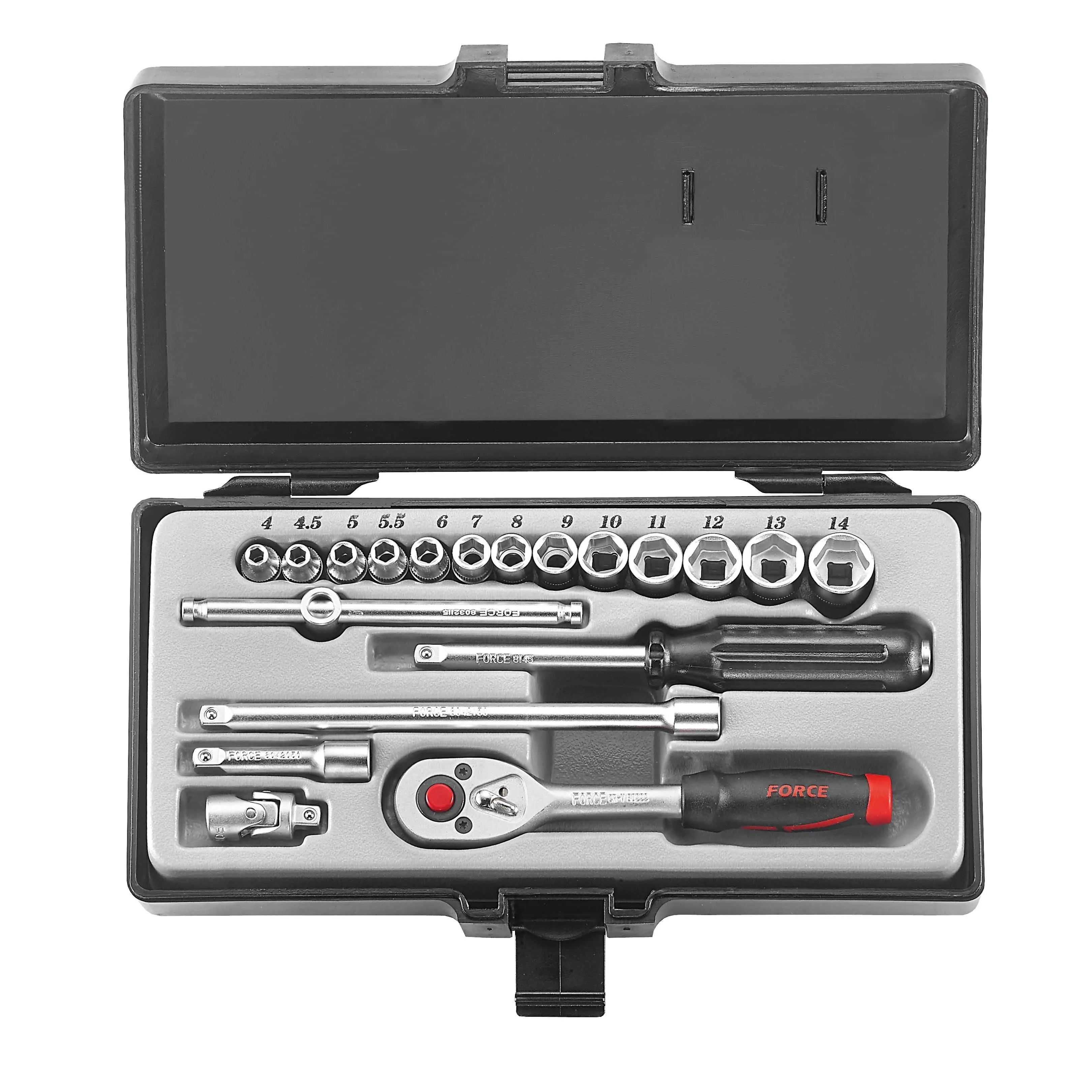 Jgo. dados []1/4"  4-14 mm. (2203) - FORCE