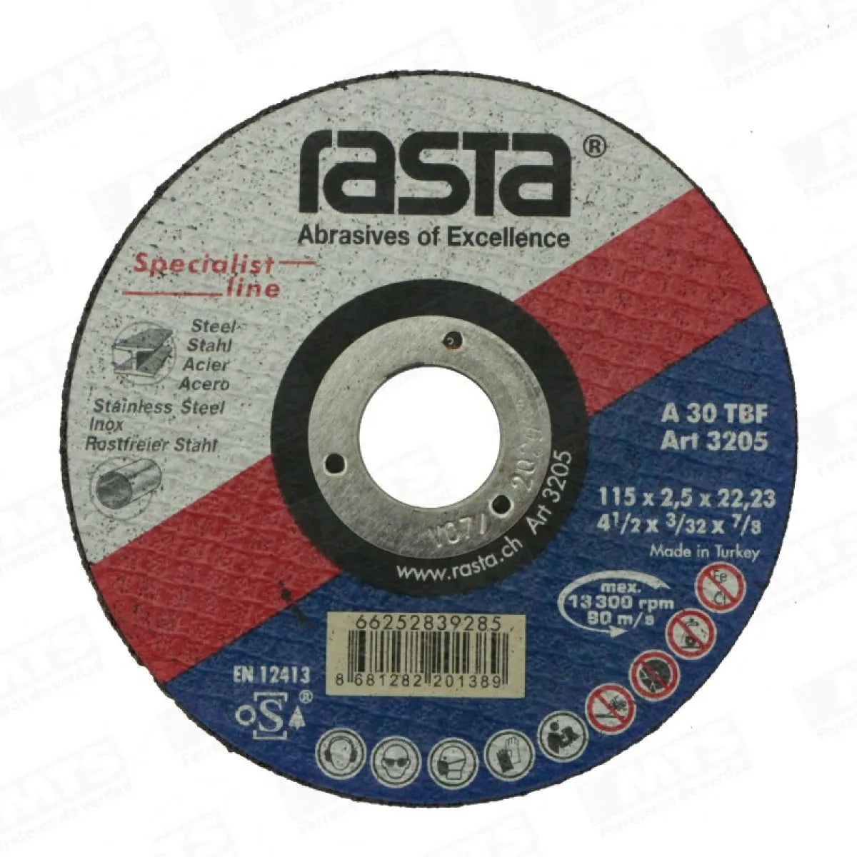 Disco corte  7" x 1/8" x 7/8 (3212) - RASTA