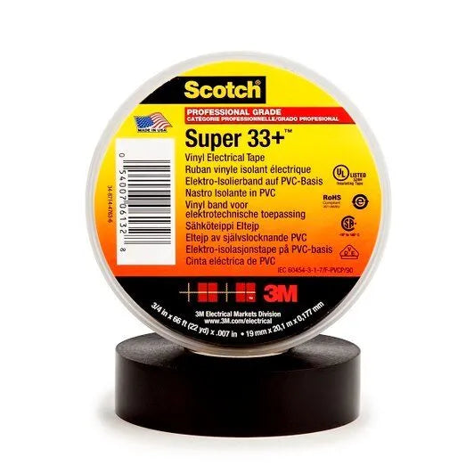 Cinta aisladora negra 3/4"x66" super 33+ (8061120701) - ART.DE SEGURIDAD