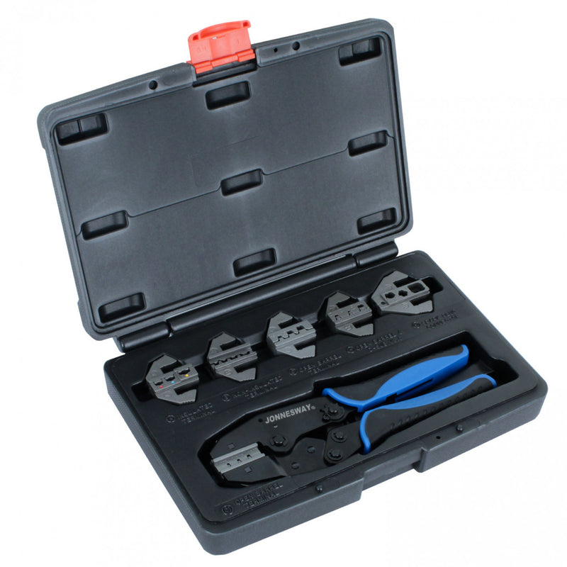 ALICATE PRENSA TERMINALES con CABEZAL CAMBIABLE - JONNESWAY