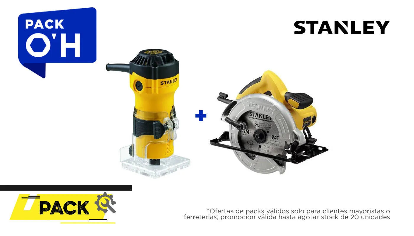 Kit sierra sc16 1600w 7.1/4"+rebajadora 1/4"550w (STANLEY0010) - STANLEY