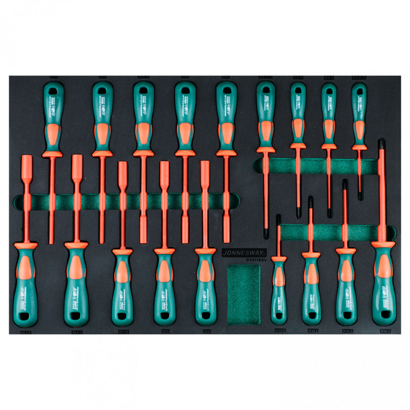 BANDEJA 18 DESTORNILLADORES AISLADOS DV4118 1000V VDE - JONNESWAY