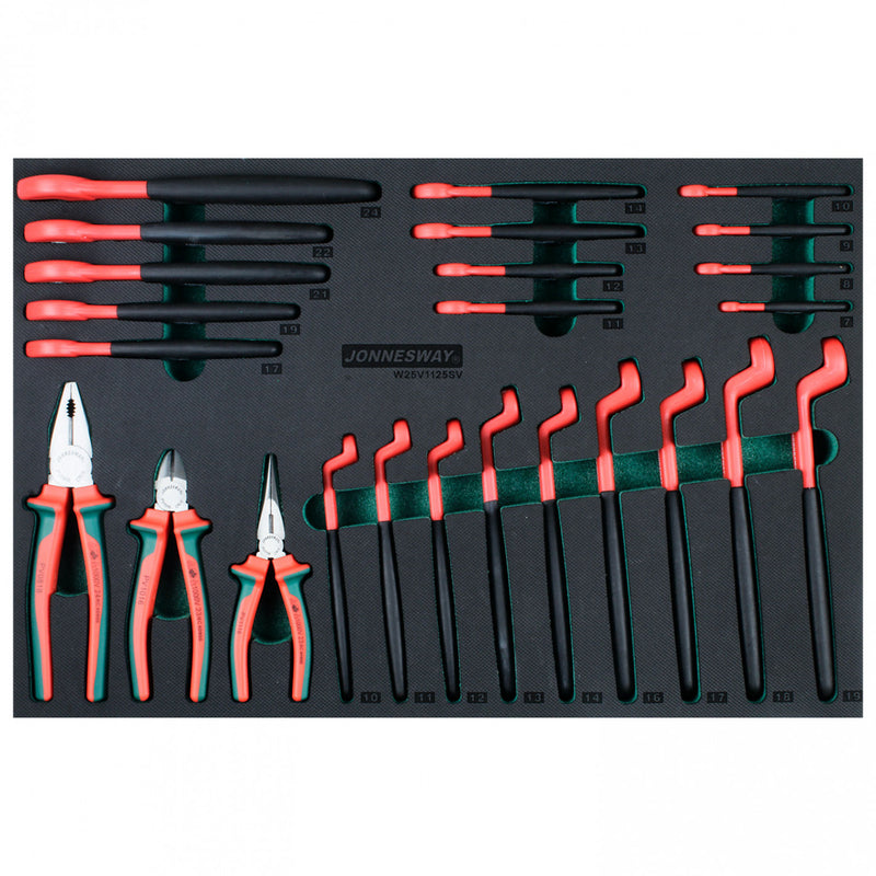 BANDEJA 25 ALICATES Y LLAVES AISLADOS W25V11 1000V VDE - JONNESWAY