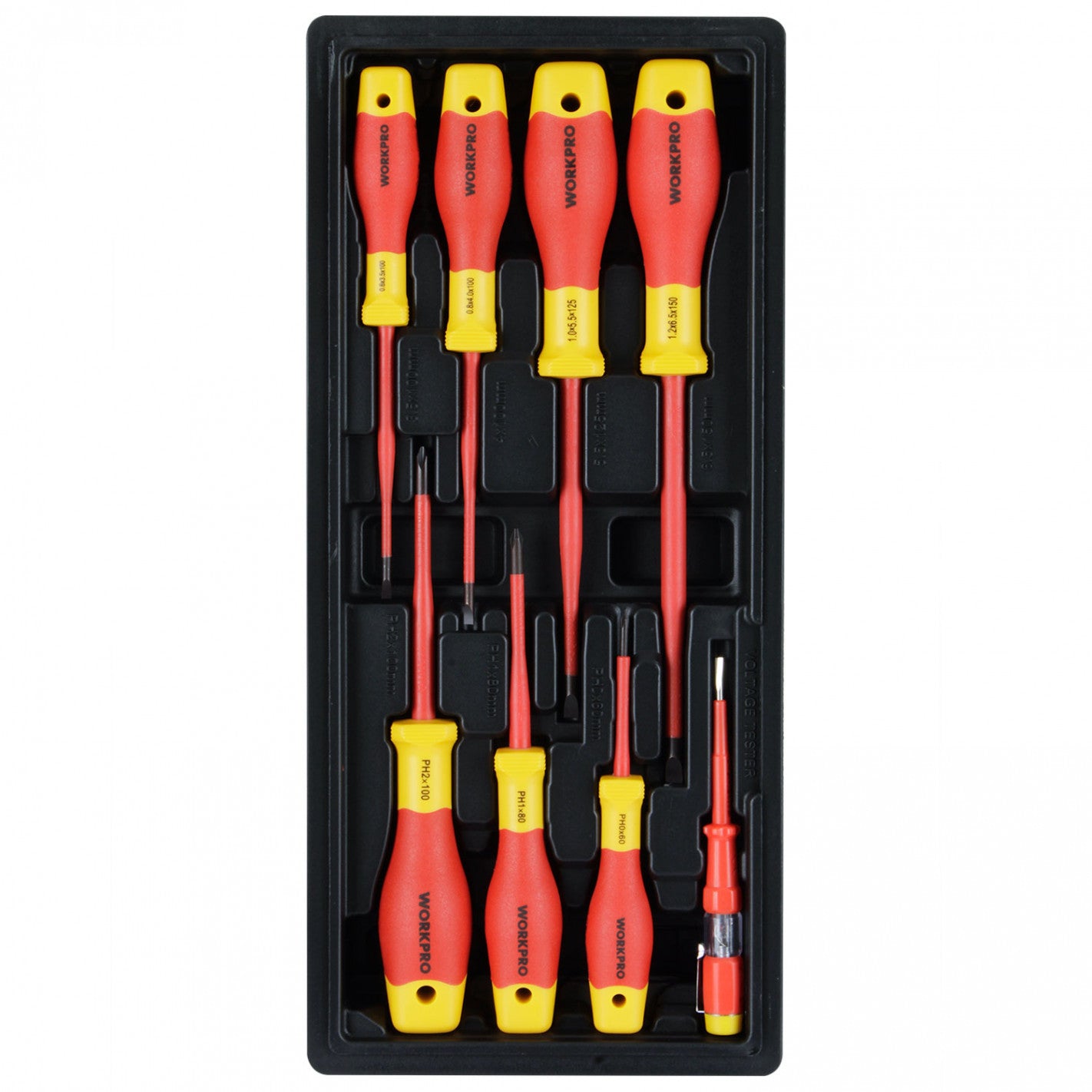BANDEJA JUEGO DESTORNILLADORES AISLADOS DE 8 PIEZA (WD8) - WORKPRO