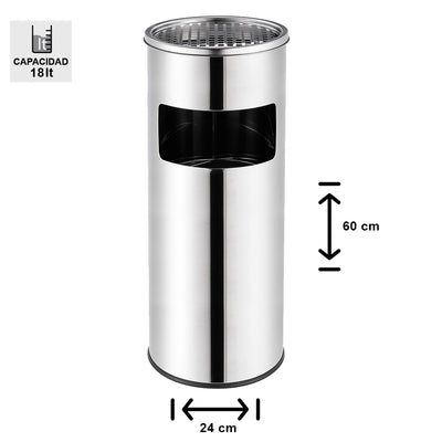BASURERO CENICERO ACERO INOXIDABLE 18 LTS SOIN