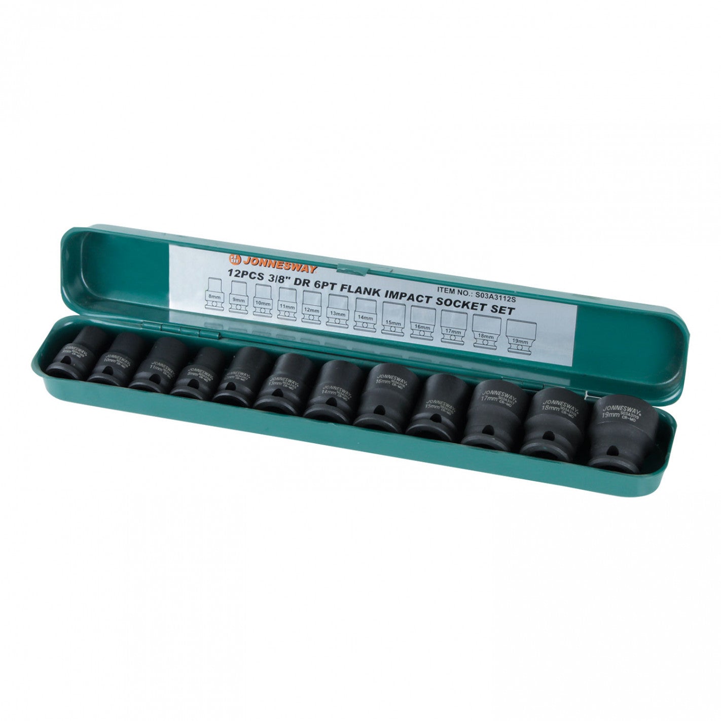 CAJA de IMPACTO 3/8" 12 piezas (S03A3112S) - JONNESWAY