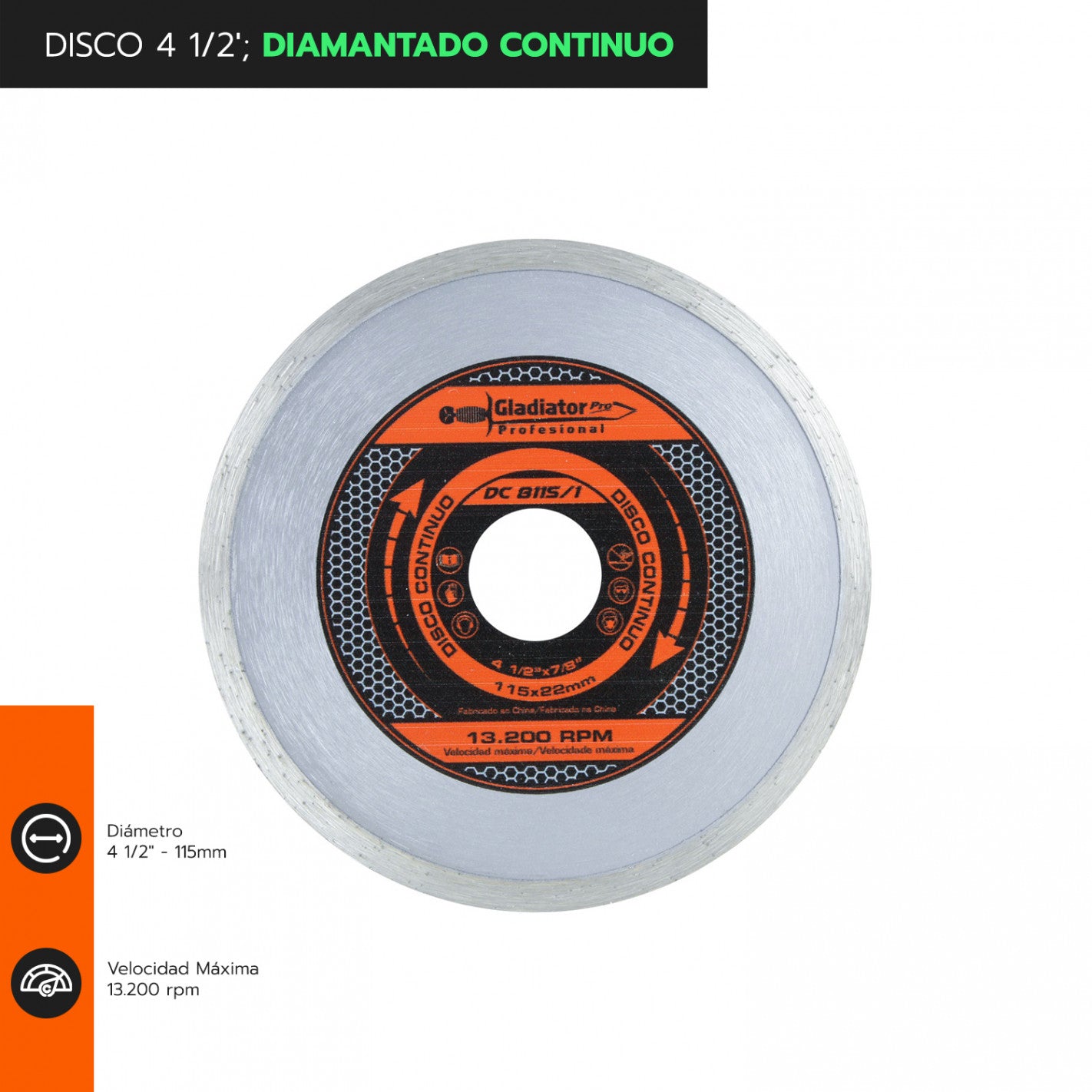 DISCO 4 1/2" DIAMANTADO CONTINUO DC8115/1