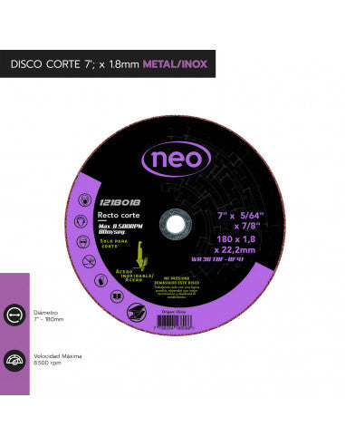 DISCO CORTE 7" x 1.8mm METAL/INOX 1218018 (1218018) - NEO