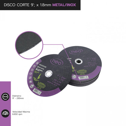 DISCO CORTE 9" x 1.8mm METAL/INOX 1223018