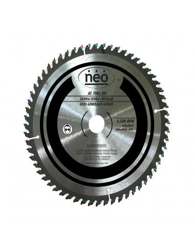 DISCO de SIERRA 10" 60 Dientes AS 7060 AW (7060) - NEO