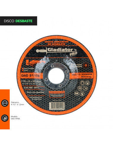 DISCO DESBASTE 4 1/2" x 6 x 22,2 DAD 81156 (81156) - GLADIATOR