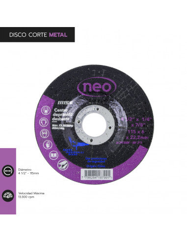 DISCO DESBASTE 4 1/2 x 6 x 22.2mm METAL 111156 (111156) - NEO