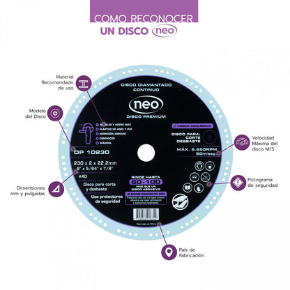 DISCO DIAMANTADO PREMIUM 9" x 2.0 mm DP 10230
