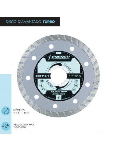 DISCO DIAMANTADO TURBO 4 1/2" DDT 115/1 (TURBO) - ENERGY