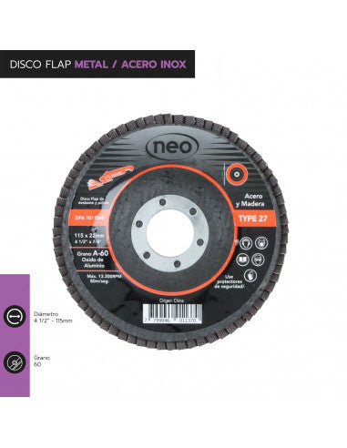 DISCO FLAP 4 1/2" ACERO / MADERA GR 60 DFA 1011560 (1011560) - NEO
