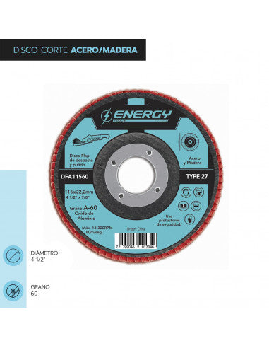 DISCO FLAP 4 1/2" ACERO / MADERA GR 60 DFA 11560 (11560) - ENERGY