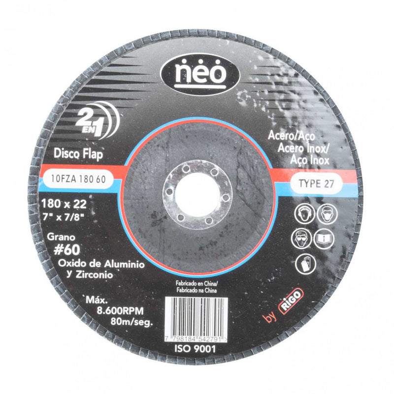 DISCO FLAP 7 ACERO Y ACERO INOX GR 60 18060