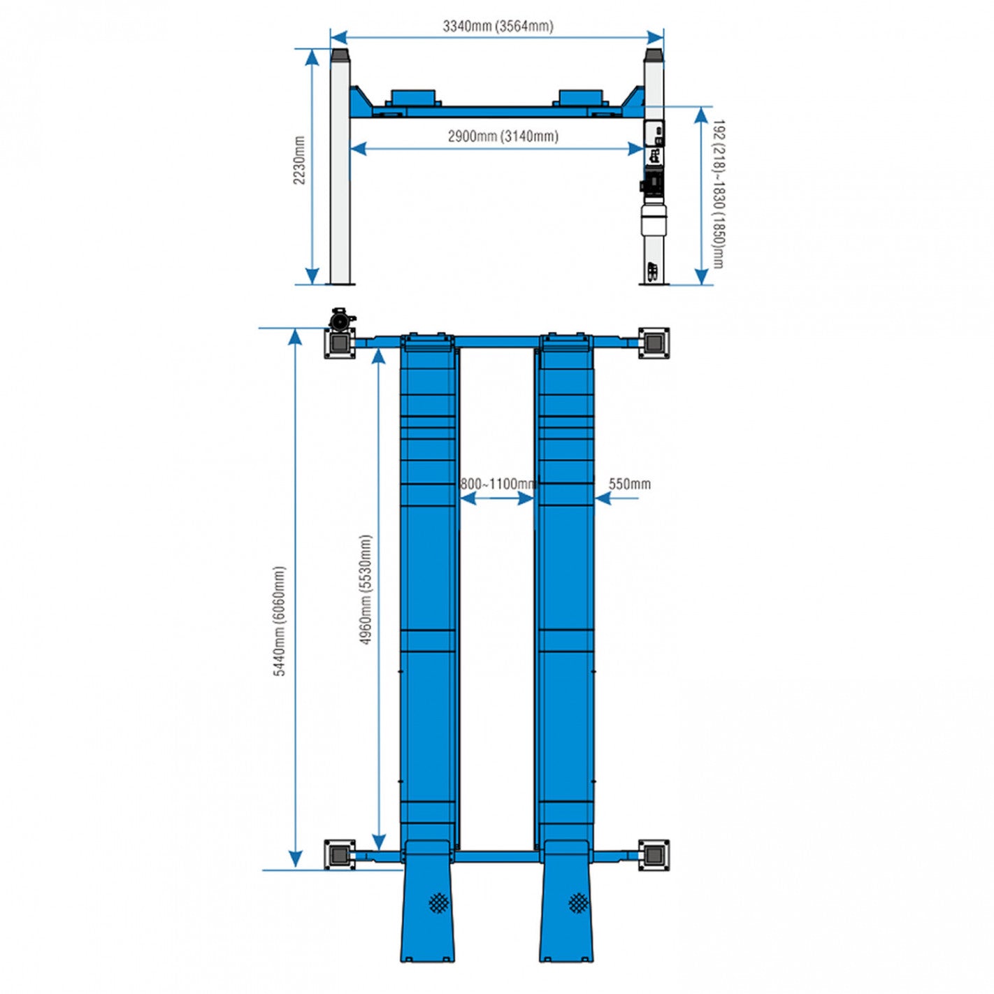 ELEVADOR 4 COLUMNAS ALINEACION 5.500 Kg HFL4155E  -  AUTOMOTRIZ