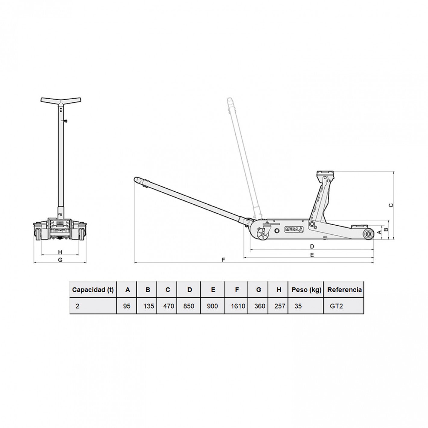 GATA CAIMAN HIDRAULICA 2 Toneladas GT2