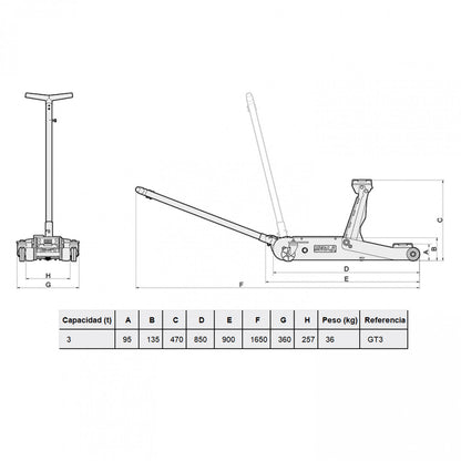 GATA CAIMÁN HIDRÁULICA 3 TONELADAS GT3