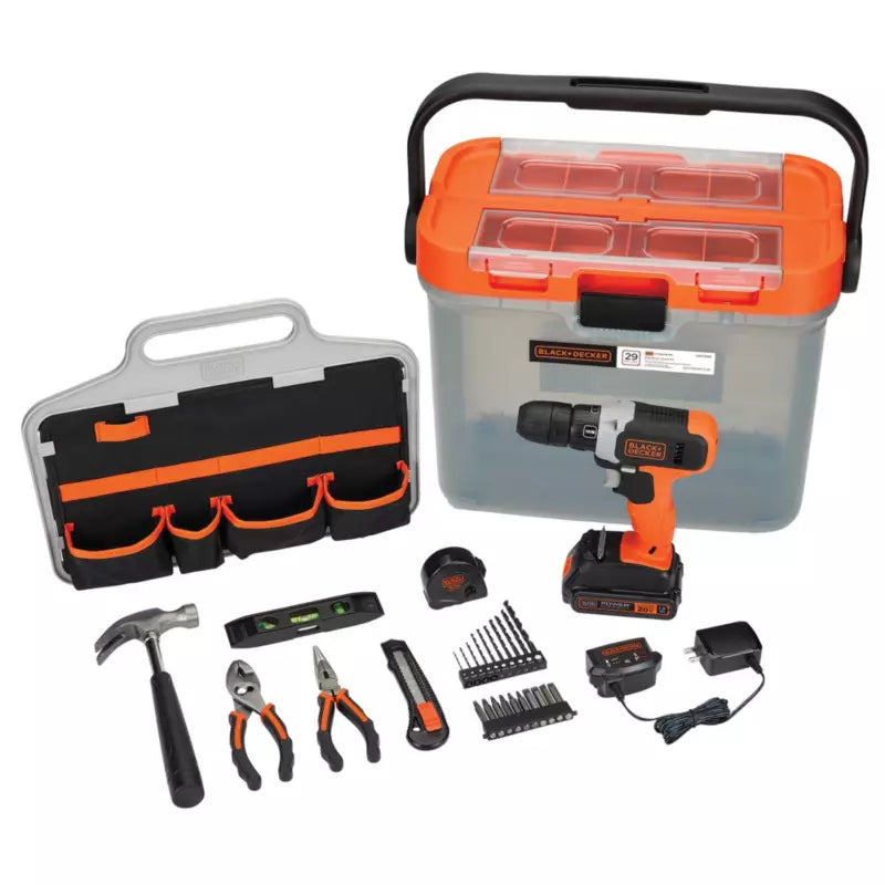 Kit taladro 20v + Dremel + juego de brocas Black Decker