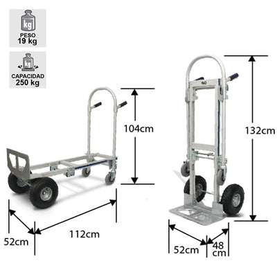CARRO ALUMINIO DUAL CORTO 250 KG TECNOPLUS