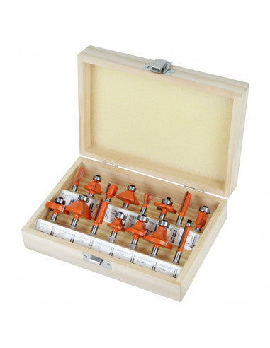JUEGO 15 FRESAS EJE 1/4" caja de madera (FRESAS) - GLADIATOR