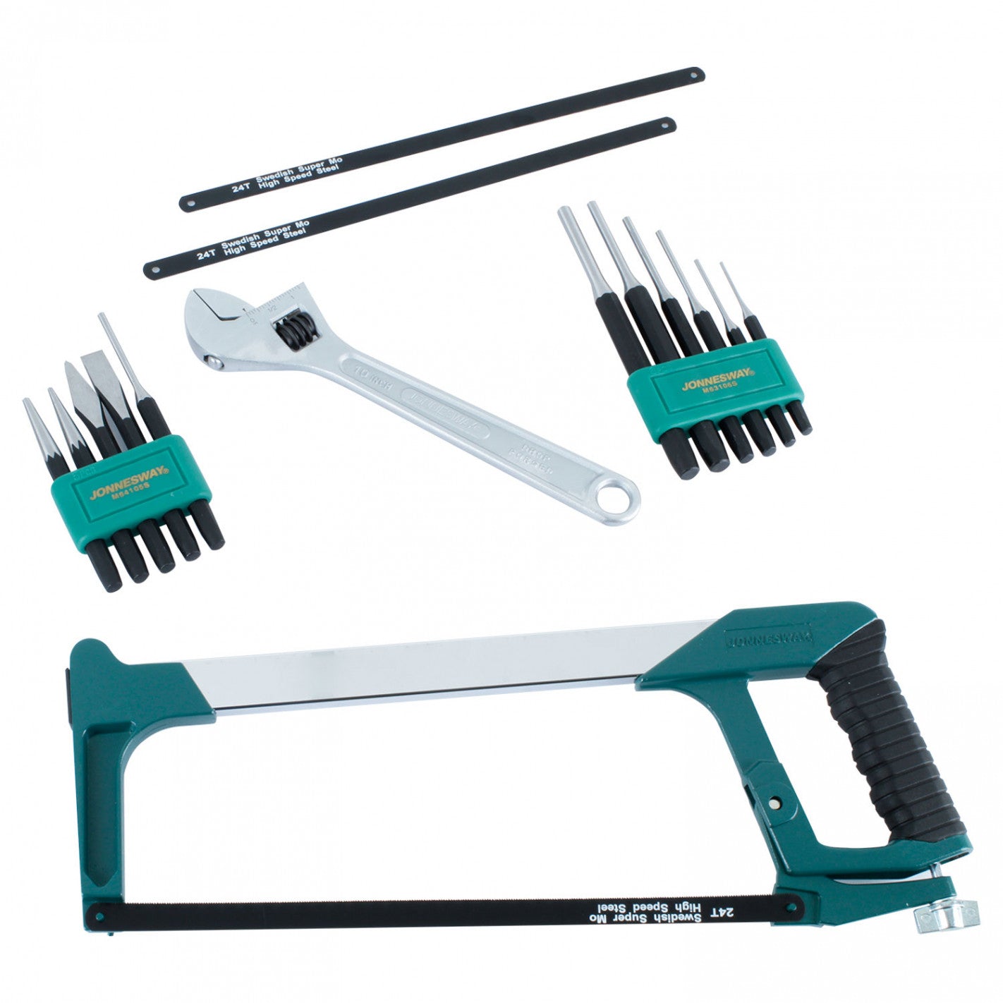 JUEGO ARCO SIERRA + CINCELES + BOTADORES + LLAVE10 (LLAVE10) - JONNESWAY