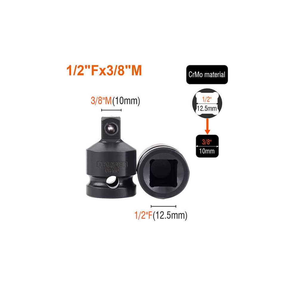 Set de adaptadores de Impacto 1/2" 8 Piezas Harden