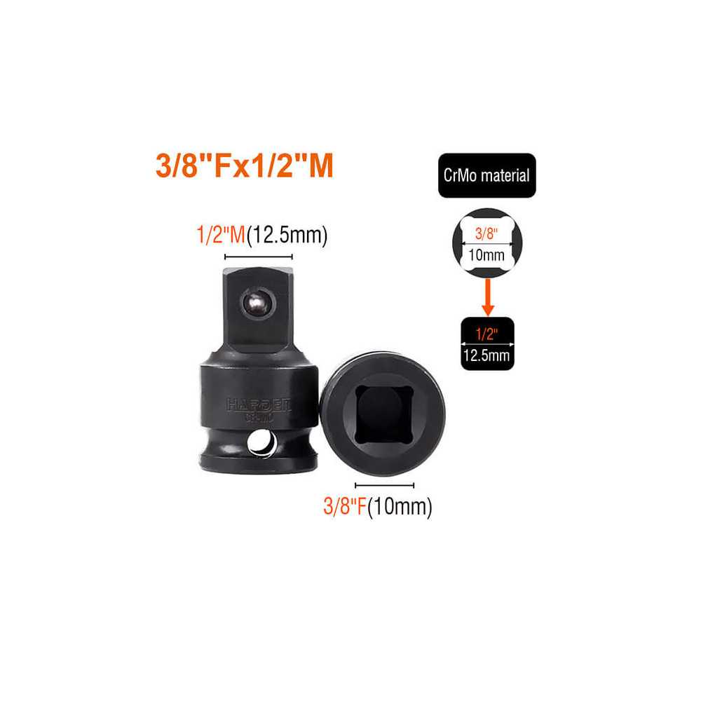 Set de adaptadores de Impacto 1/2" 8 Piezas Harden