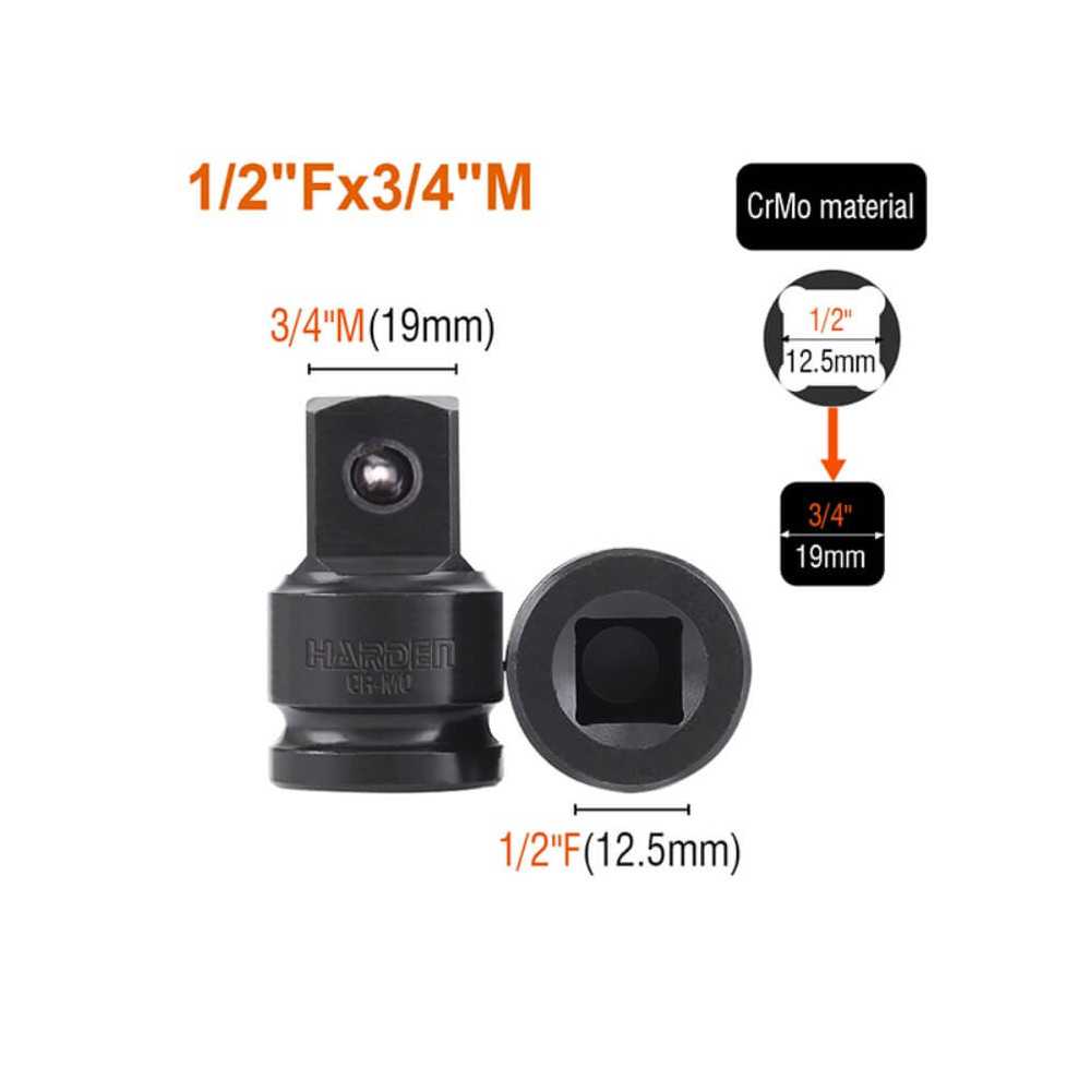 Set de adaptadores de Impacto 1/2" 8 Piezas Harden