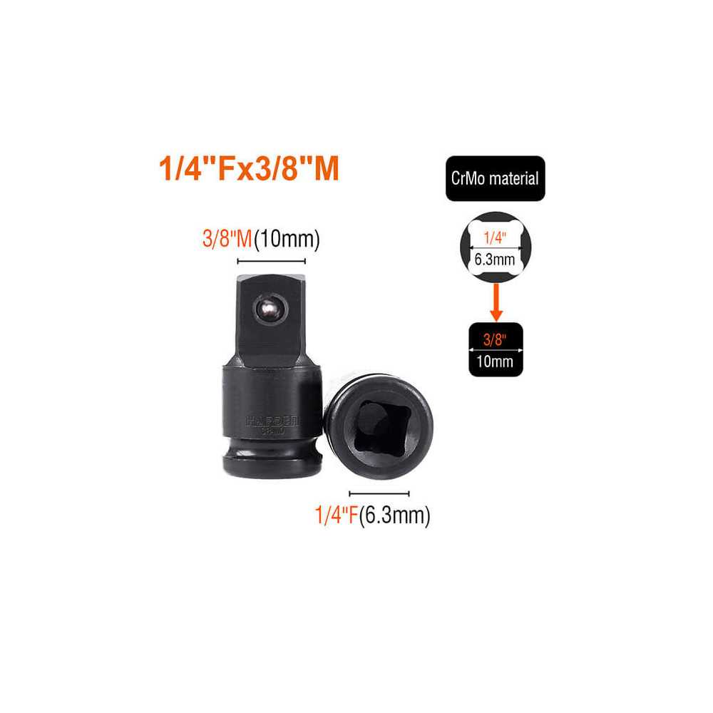 Set de adaptadores de Impacto 1/2" 8 Piezas Harden