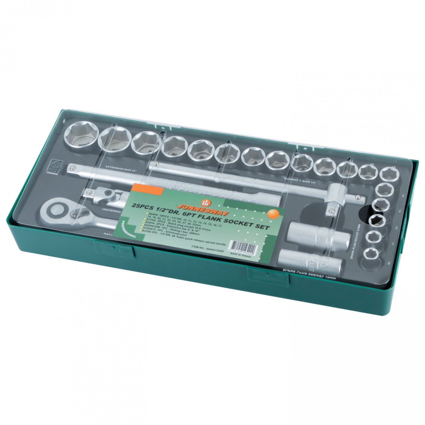 JUEGO de DADOS 1/2" 25 piezas S04H4125SP (S04H4125SP) - JONNESWAY