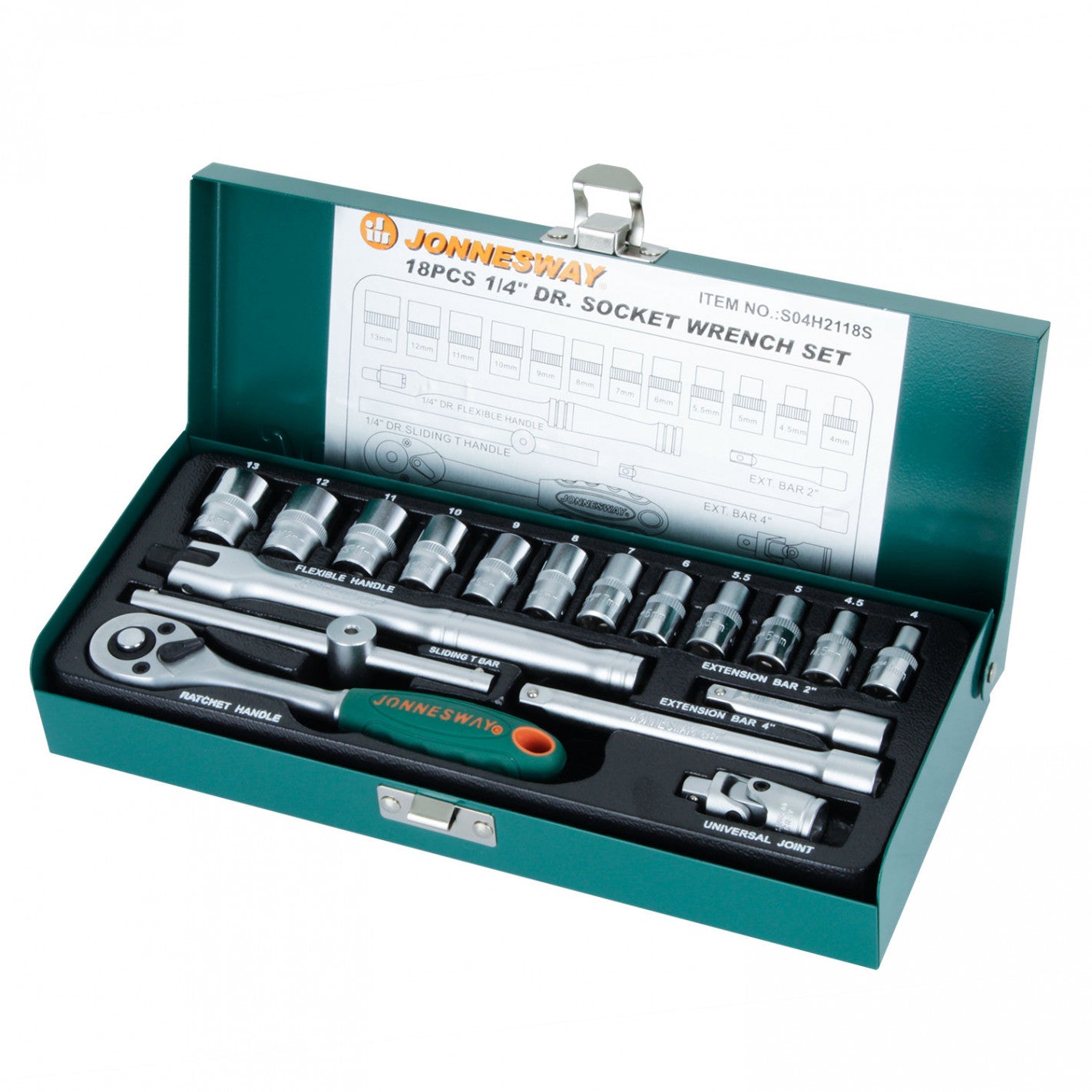 JUEGO de DADOS 1/4" 18 piezas S04H2118S (S04H2118S) - JONNESWAY