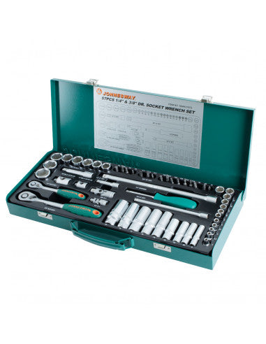 JUEGO de DADOS COMBINADOS 1/4"-3/8" 57 pcs S04H3 (S04H3) - JONNESWAY