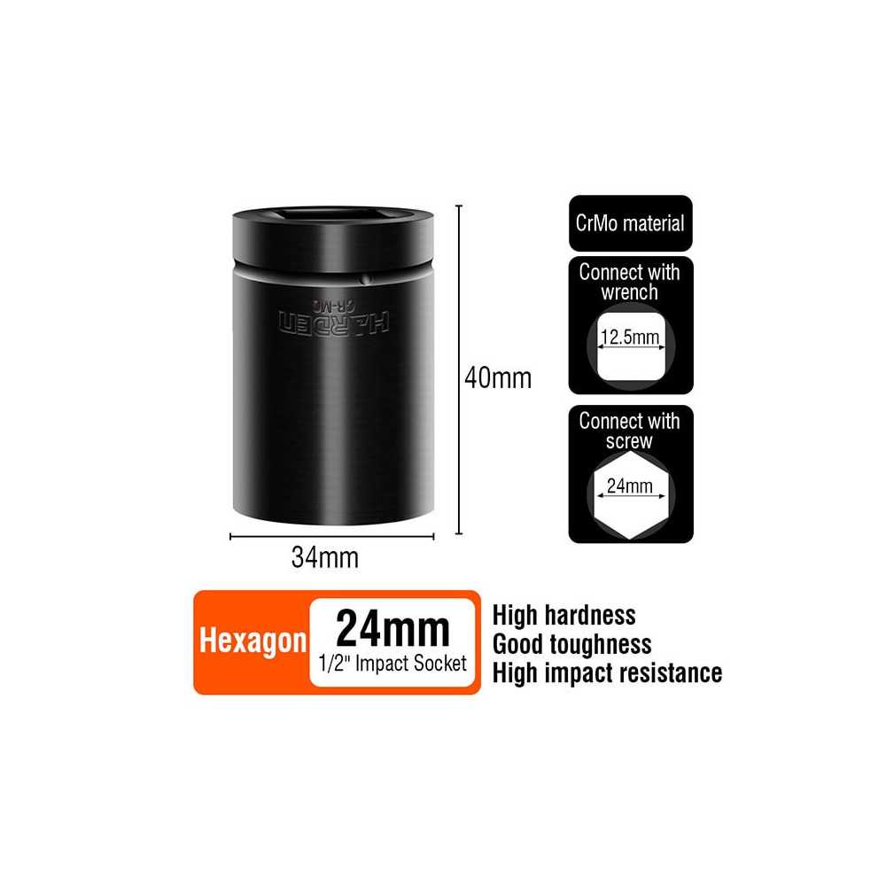 Set de Dados de Impacto 1/2" cortos 10 Piezas Harden