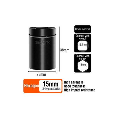 Set de Dados de Impacto 1/2" cortos 10 Piezas Harden