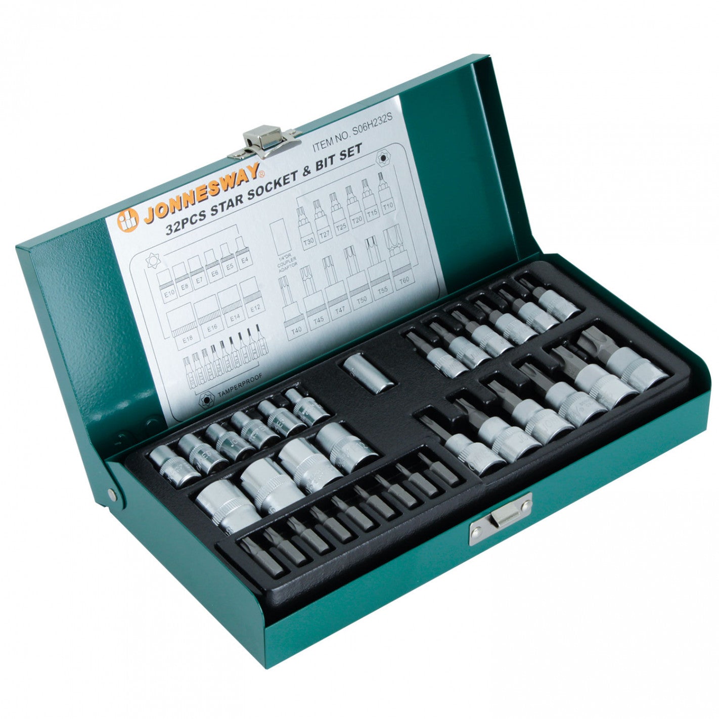 JUEGO de DADOS Y PUNTAS TORX 32 piezas S06H232S (S06H232S) - JONNESWAY