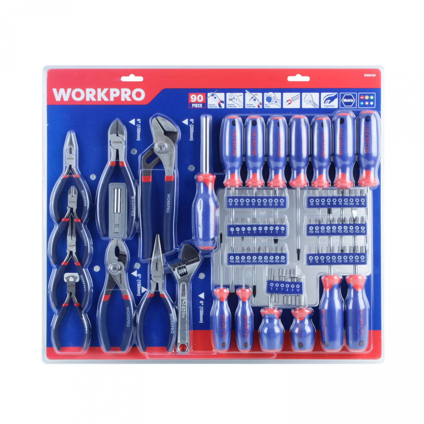 JUEGO DE HERRAMIENTAS COMBINADAS 90 PIEZAS (WHC90) - WORKPRO